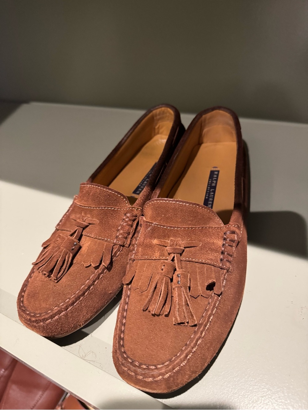 Ralph Lauren - Purple Label 💜Suede Tassel Loafers in Chestnut